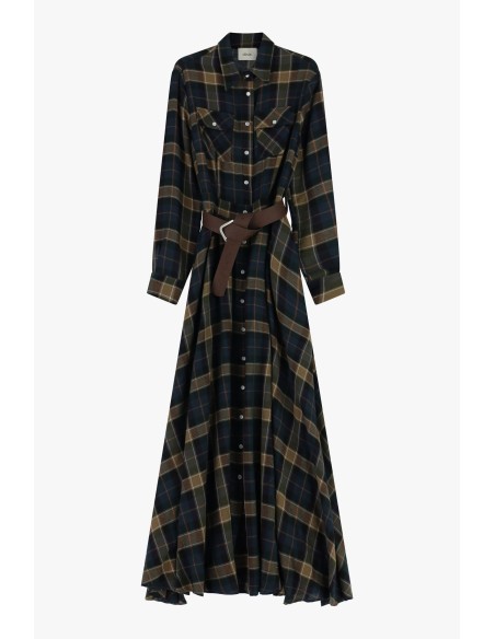 Robe longue à carreaux avec ceinture et poches Dixie