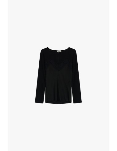 Pull à empiècement en dentelle et col goutte d’eau Dixie