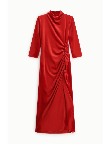 Robe longue drapée à manches trois quarts Dixie