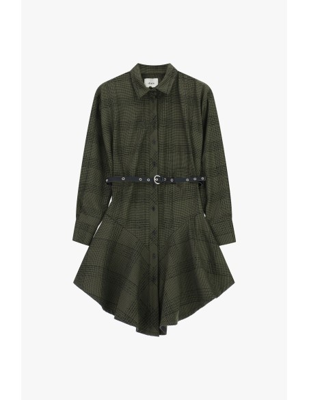 Robe courte à carreaux avec ceinture et col classique Dixie