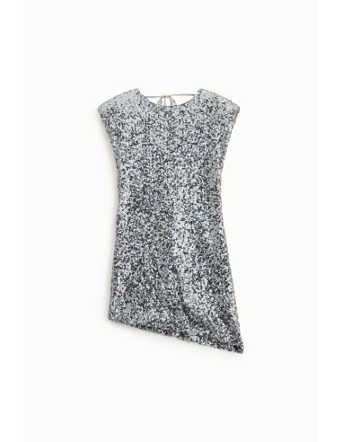 Robe courte asymétrique à paillettes avec épaules structurées Dixie