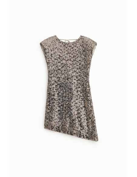 Robe courte asymétrique à paillettes avec épaules structurées Dixie