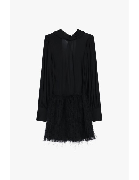 Robe courte à manches longues et à volants Texte Dixie
