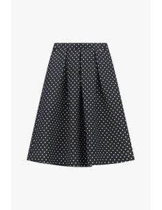 Jupe midi évasée à pois avec plis Dixie