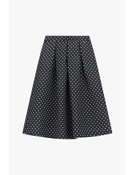 Jupe midi évasée à pois avec plis Dixie