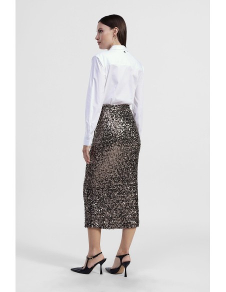 Dixie midi-rok met hoge taille en pailletten