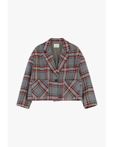 Blazer court à carreaux avec poches plaquées Dixie