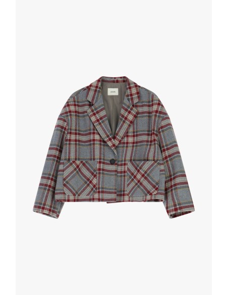 Blazer court à carreaux avec poches plaquées Dixie
