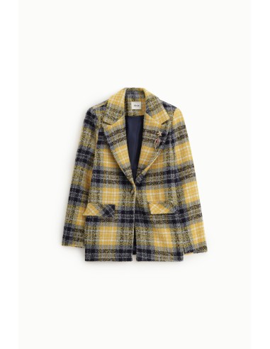Blazer à carreaux avec poches frontales et broche Dixie