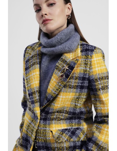 Blazer à carreaux avec poches frontales et broche Dixie