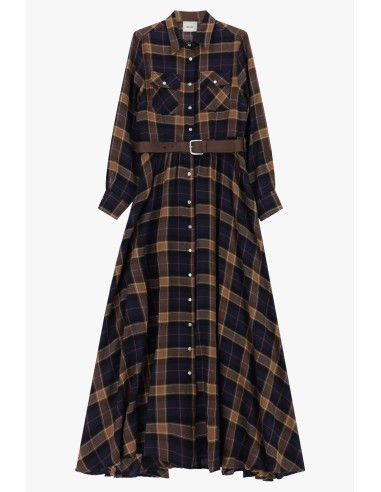 Robe longue à carreaux avec ceinture et poches Dixie