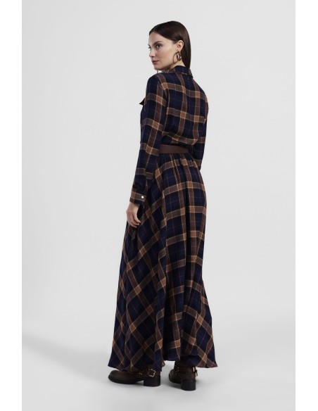 Robe longue à carreaux avec ceinture et poches Dixie