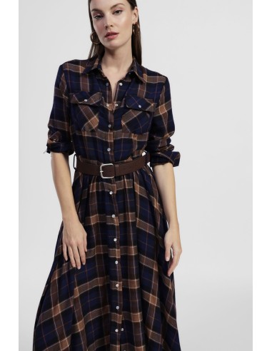 Robe longue à carreaux avec ceinture et poches Dixie