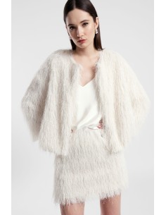 Korte blazer met bontlook en wijde mouwen Dixie
