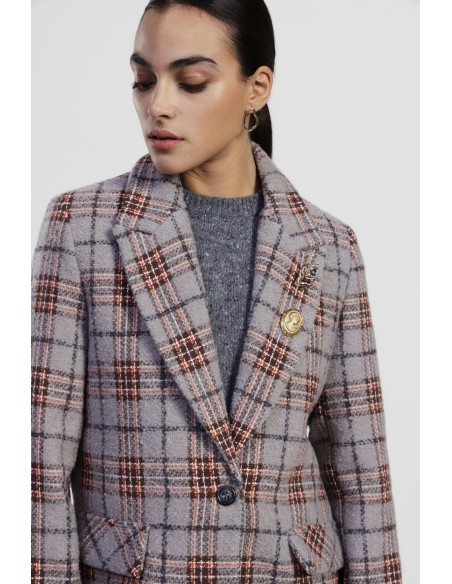 Blazer à carreaux avec revers et boutons Dixie