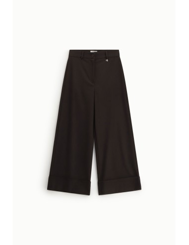 Pantalon palazzo cropped à jambes larges et revers Dixie