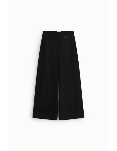 Dixie cropped palazzobroek met wijde pijpen en omslag