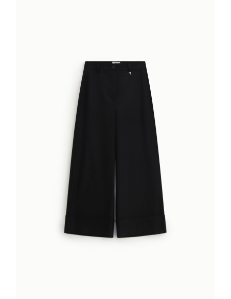 Dixie cropped palazzobroek met wijde pijpen en omslag