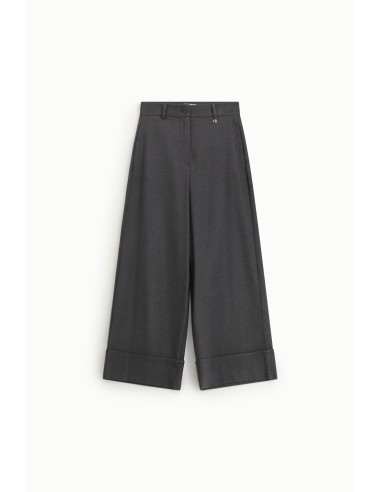 Dixie cropped palazzobroek met wijde pijpen en omslag