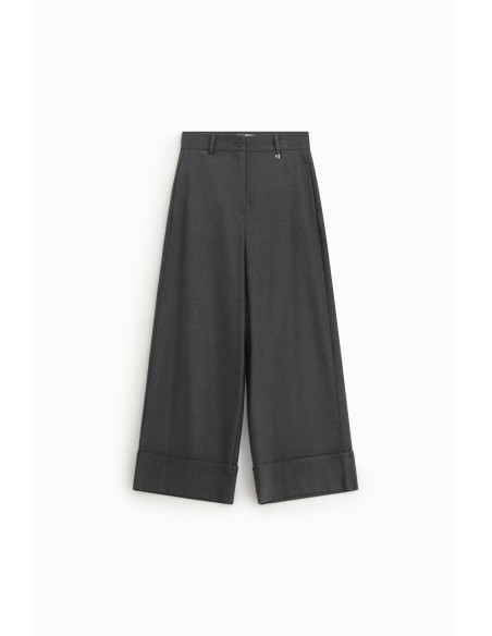 Dixie cropped palazzobroek met wijde pijpen en omslag