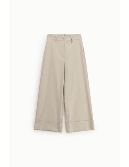 Dixie cropped palazzobroek met wijde pijpen en omslag