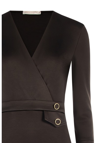 Robe fourreau en mélange de viscose avec décolleté croisé en V Rinascimento