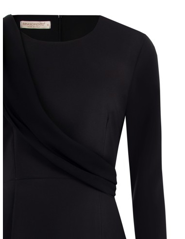 Robe courte fourreau en tissu bi-extensible avec bande en georgette Rinascimento