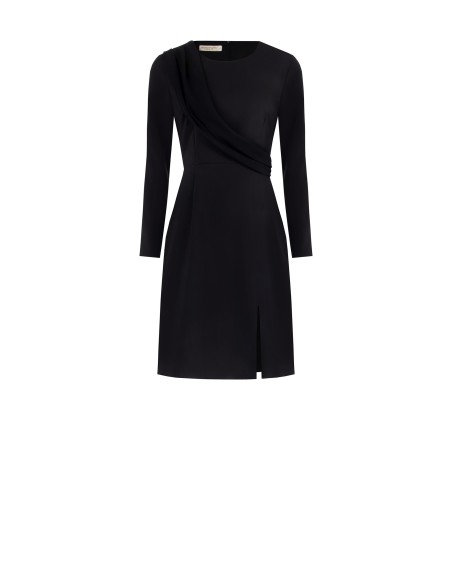 Robe courte fourreau en tissu bi-extensible avec bande en georgette Rinascimento