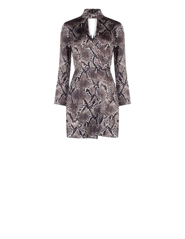 Robe courte évasée en satin effet python avec décolleté croisé Rinascimento