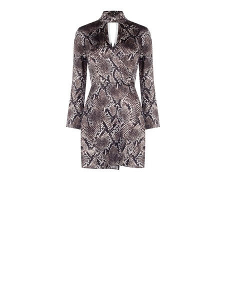 Robe courte évasée en satin effet python avec décolleté croisé Rinascimento
