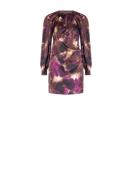 Robe courte en satin froncé sur un côté Rinascimento