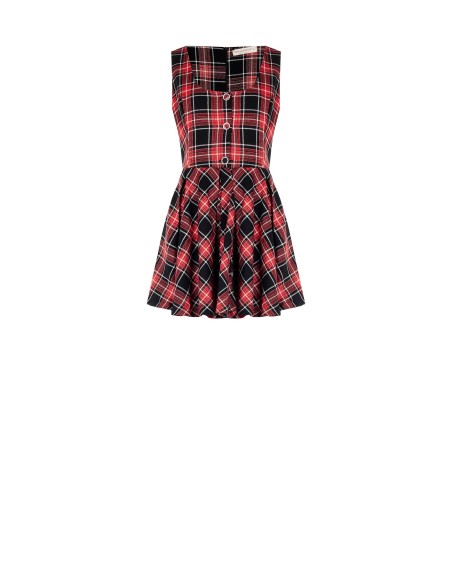 Robe courte évasée en tartan avec fil lurex à effet pailleté Rinascimento