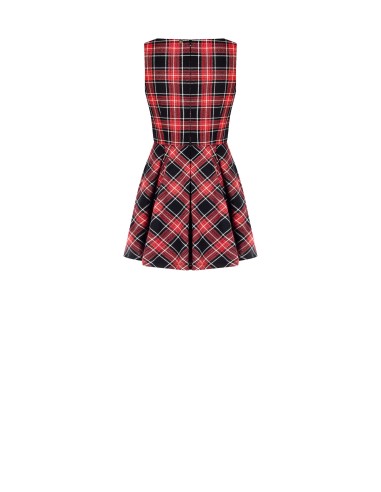 Robe courte évasée en tartan avec fil lurex à effet pailleté Rinascimento