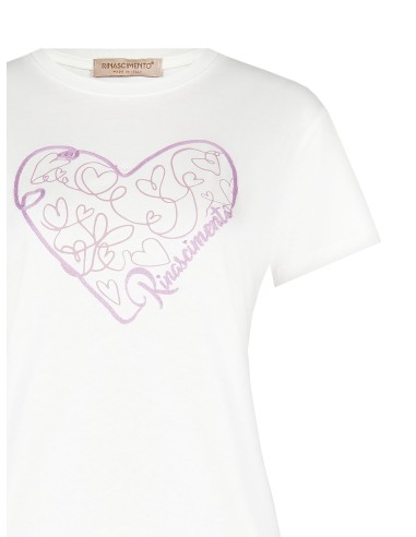 T-shirt regular en coton avec cœur brodé Rinascimento