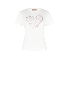 Regular katoenen T-shirt met geborduurd hartje van Rinascimento