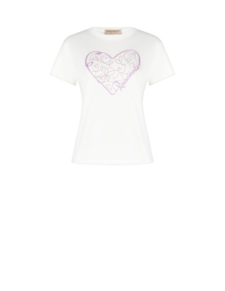 T-shirt regular en coton avec cœur brodé Rinascimento