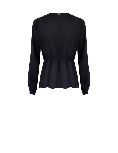 Blouse van mat satijn met gekruiste V-hals Rinascimento