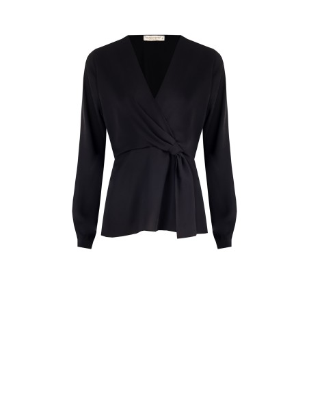 Blouse en satin mat avec décolleté en V croisé Rinascimento