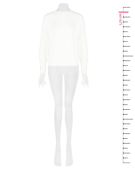 Pull oversize avec petits boutons bijoux aux poignets Rinascimento