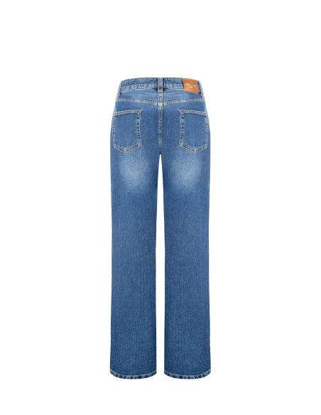 Jean straight avec étiquette logo sur la poche arrière Rinascimento