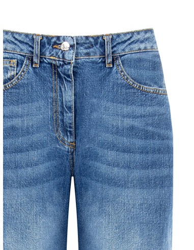 Jean straight avec étiquette logo sur la poche arrière Rinascimento