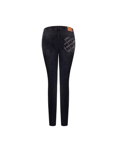 Jean skinny extensible avec strass et logo sur la poche arrière Rinascimento