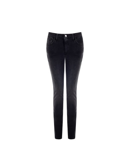 Skinny jeans met stretch en strass-logo op de achterzak van Rinascimento