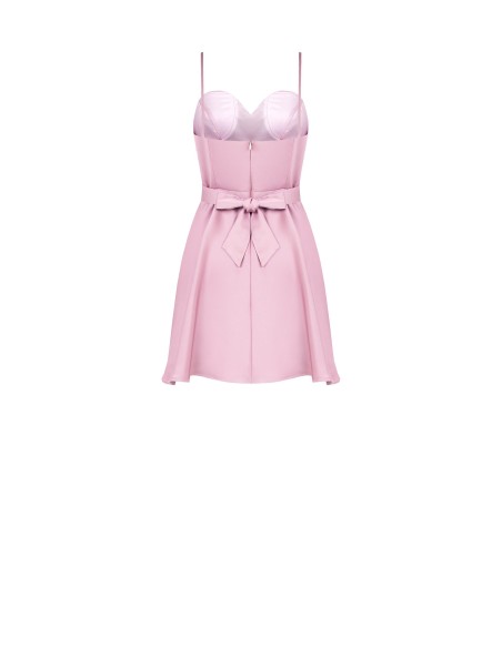 Robe courte évasée en satin avec détail bijou à la taille Rinascimento