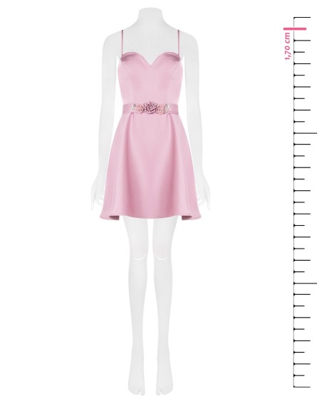 Robe courte évasée en satin avec détail bijou à la taille Rinascimento