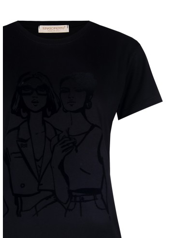 Regular T-shirt van katoen met flockprint van vrouwelijke figuren van Rinascimento