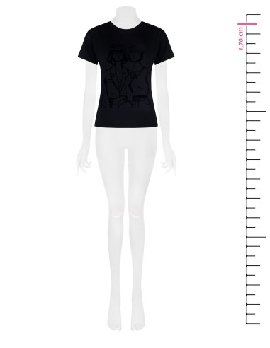 Regular T-shirt van katoen met flockprint van vrouwelijke figuren van Rinascimento