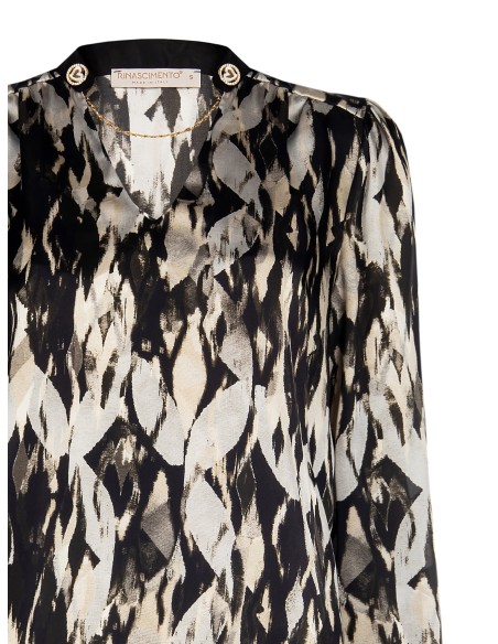 Wijde satijnen blouse met afneembare knopen en ketting van Rinascimento