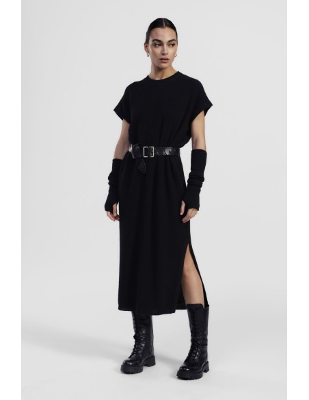 Robe midi côtelée avec fente latérale Dixie