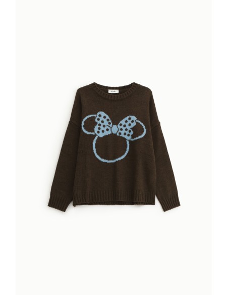 Dixie Bow & Dot Print Crew Neck Sweater